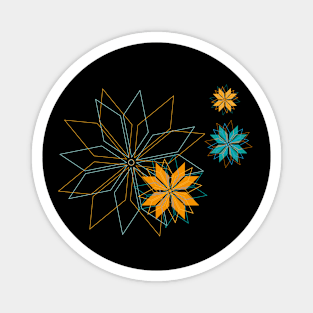 Blooming flowerdesign made of shining geometrical elements in gold and mint Magnet